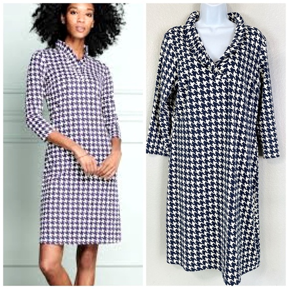 J. McLaughlin Dresses & Skirts - J McLaughlin Durham Catalina Cloth Ruffle Neck Houndstooth Dress Size L